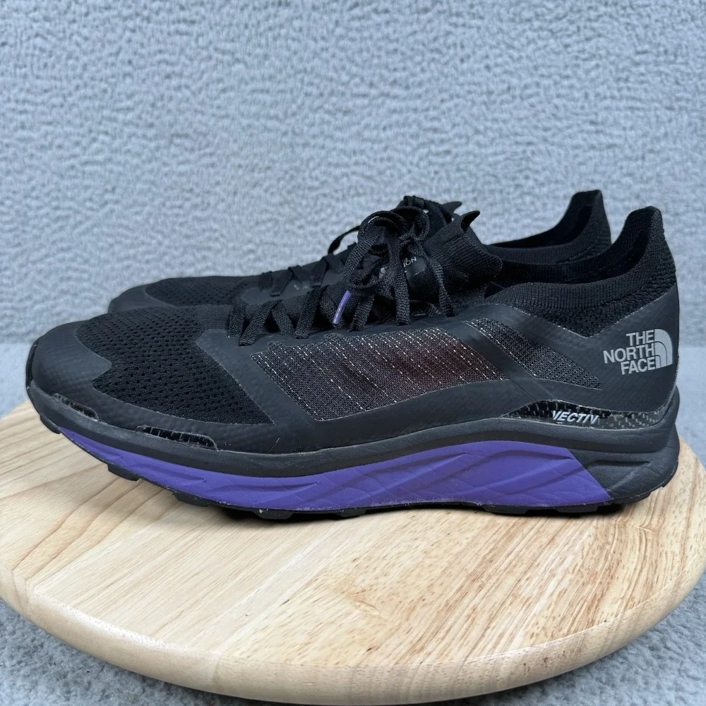 North Face Vectiv Flight Mens Size 11 Black Purple Trail Running Hiking Shoes